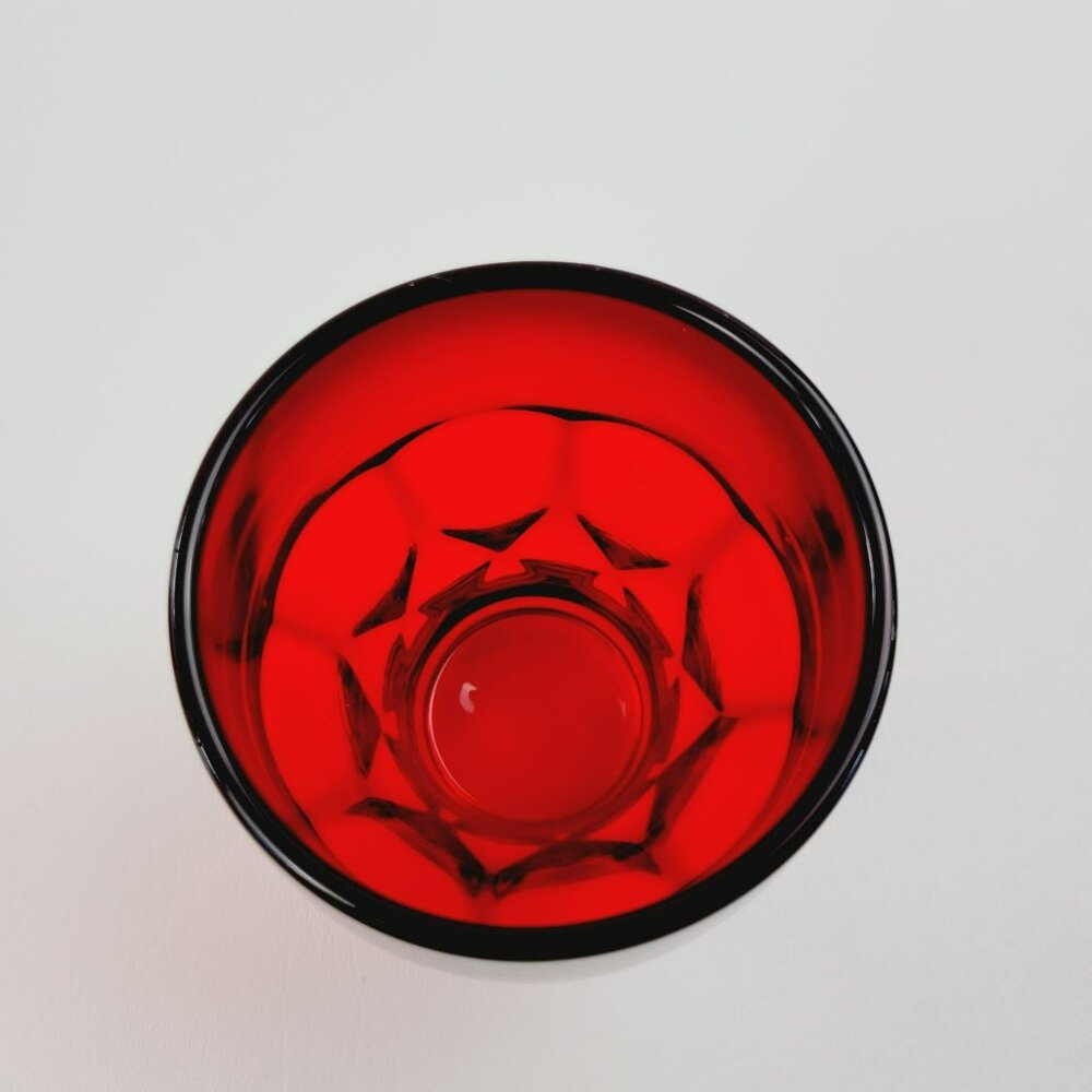 Vintage Cambridge Georgian Ruby Red Flat Tumbler Glasses 8fl.oz Honeycomb Retro - Picture 4 of 10